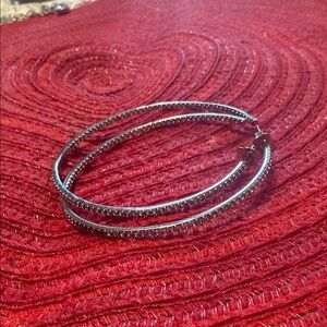 Givenchy Silver Crystal Hoop Earrings